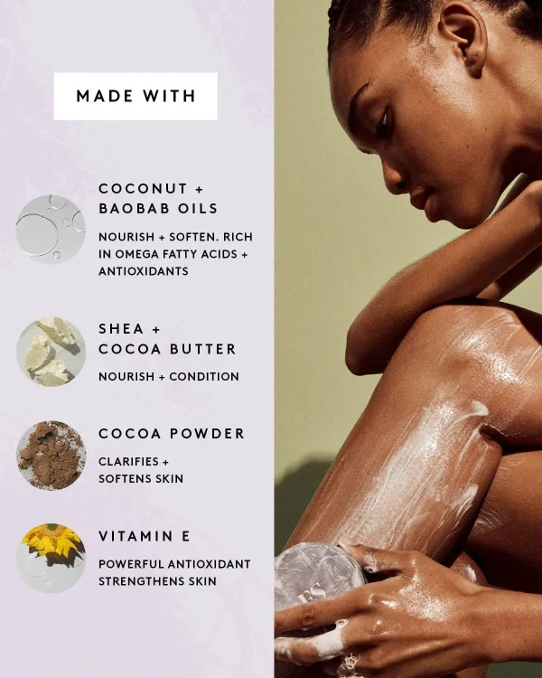Cocoa Cleans’r Soothing All-Over Cleansing Bar with Coconut Oil + Shea Butter - Image 4